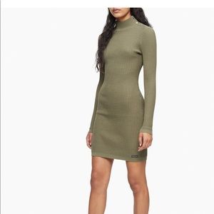 Calvin Klein Waffle Stitch Mock Neck Dress